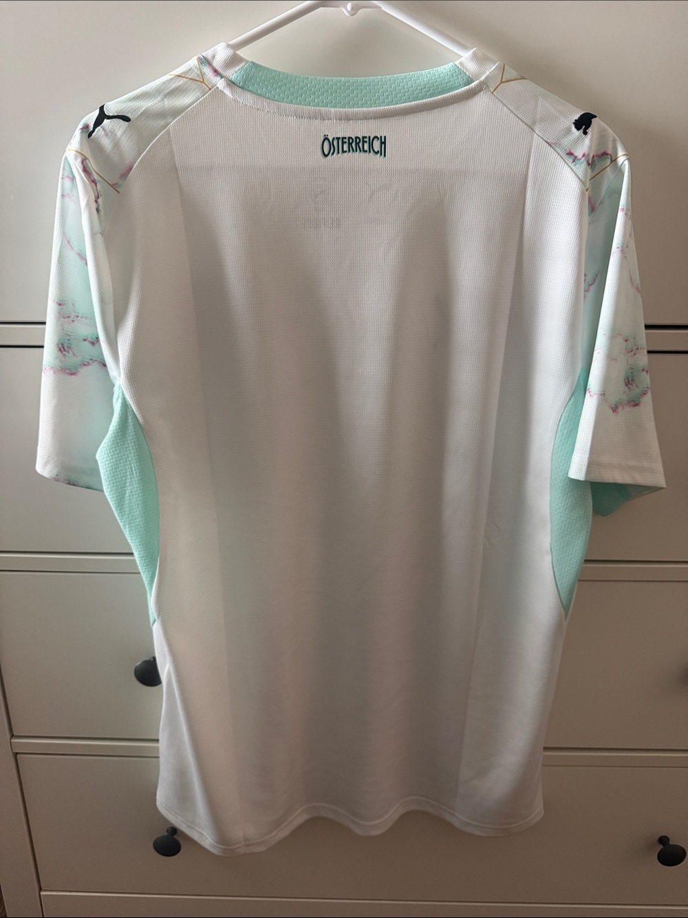 Austria Away Men’s Soccer/Football Jersey- White-Mint Melt Design - Picture 5 of 7
